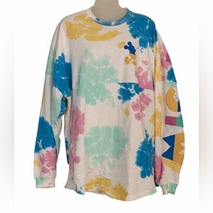 Disney Mickey Mouse Spirit Jersey - pastel tie dye long sleeve, adult size large